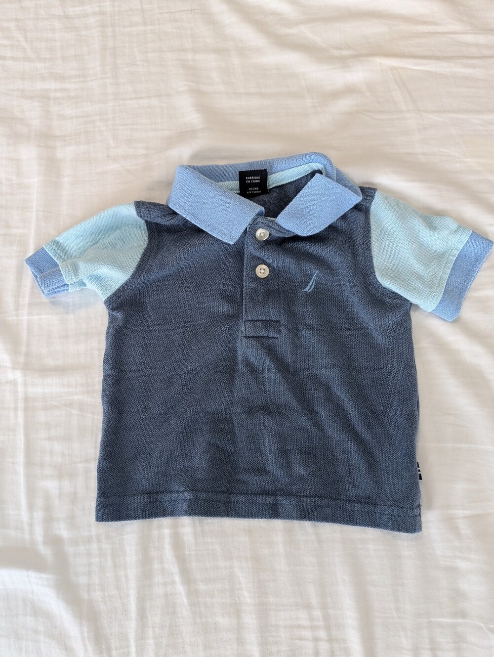 Nautica Boys' Navy and Light Blue Short Sleeve Polo Size 6-9 Months